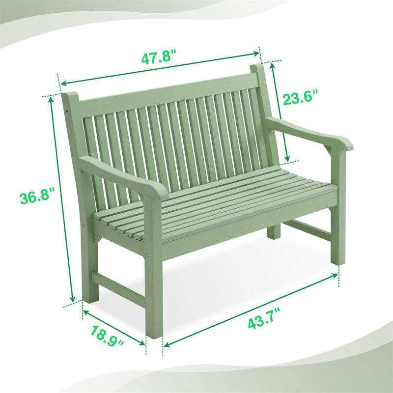 Psilvam Garden Bench, 2-Person Poly Lumber Patio Bench